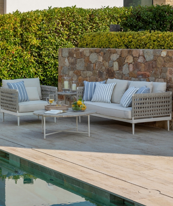 Conjunto de sofá y sillones para porche y zona lounge