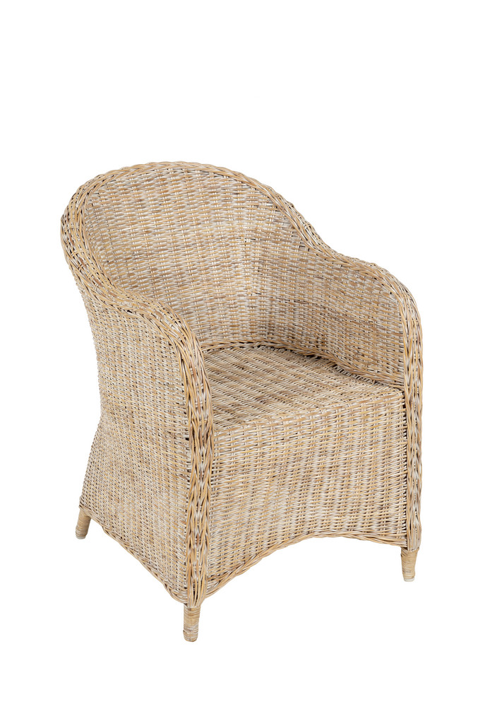 Lola Whitewashed Rattan Armchair — Brucs
