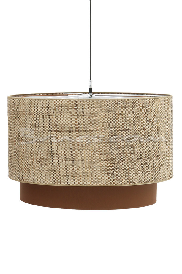 Double Cylinder Raffia and Terracotta Pendant Lamp — Brucs