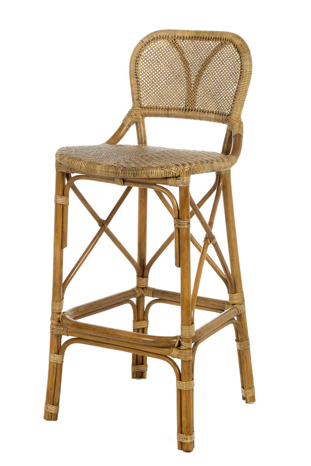 Arcade High Antique Rattan Bar Stool — Brucs